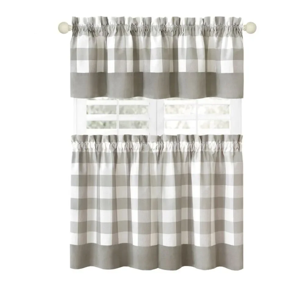 Achim Home Furnishing Hunter Grey Plaid Modern Window Curtain Panels : 57